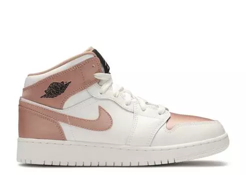 Кроссовки AIR JORDAN 1 MID GS 'WHITE ROSE GOLD', белый
