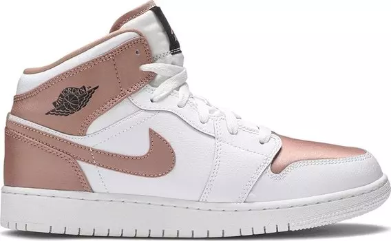 Кроссовки Air Jordan 1 Mid GS White Rose Gold, розовый