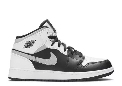 Кроссовки AIR JORDAN 1 MID GS 'WHITE SHADOW', черный