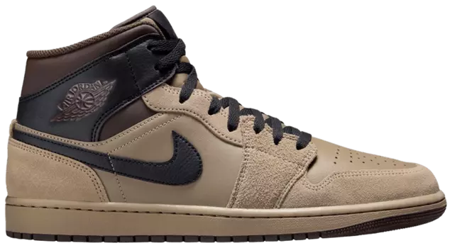 Кроссовки Air Jordan 1 Mid 'Khaki Black', коричневый