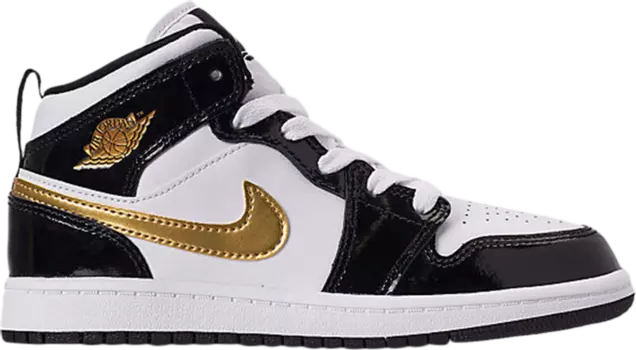 Кроссовки Air Jordan 1 Mid Patent PS Black Gold, черный