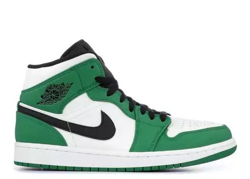Кроссовки AIR JORDAN 1 MID 'PINE GREEN', зеленый