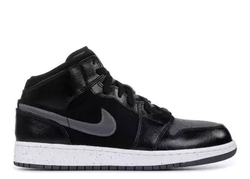 Кроссовки AIR JORDAN 1 MID PREMIUM GS 'BLACK DARK GREY', черный