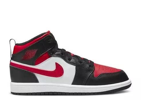 Кроссовки AIR JORDAN 1 MID PS 'BLACK FIRE RED', черный