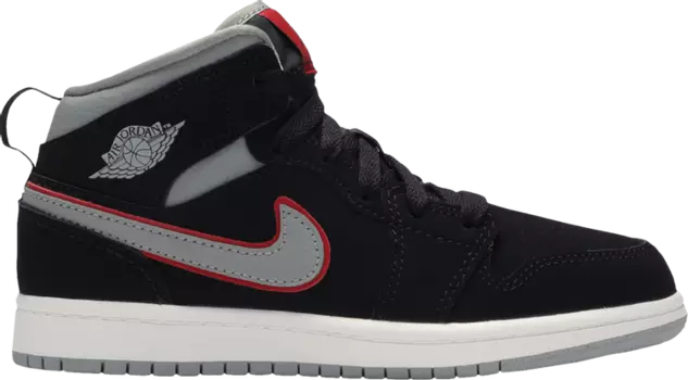Кроссовки Air Jordan 1 Mid PS Black Particle Grey, черный