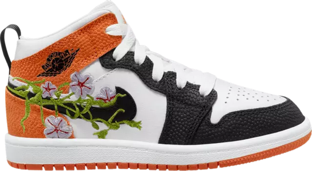 Кроссовки Air Jordan 1 Mid PS Floral, оранжевый