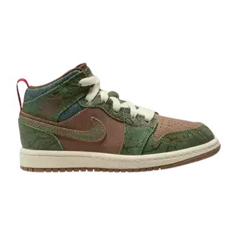 Кроссовки Air Jordan 1 Mid PS Treeline, коричневый