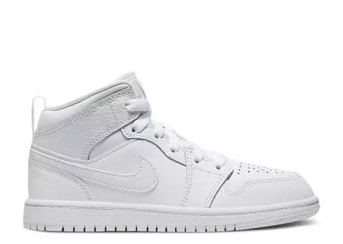Кроссовки AIR JORDAN 1 MID PS 'TRIPLE WHITE', белый