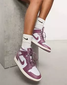 Кроссовки Air Jordan 1 Mid розовато-лилового и кремово-белого цветов