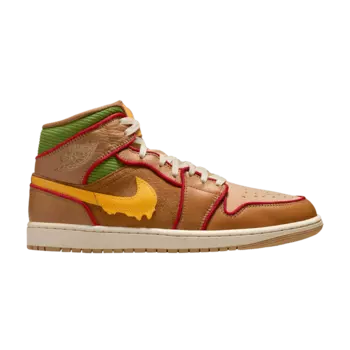 Кроссовки Air Jordan 1 Mid SE 'Cheeseburger', коричневый