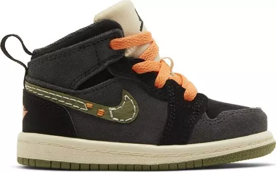 Кроссовки Air Jordan 1 Mid SE Craft TD 'Anthracite Light Olive', черный