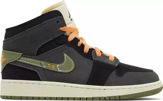Кроссовки Air Jordan 1 Mid SE Craft GS 'Anthracite Light Olive', зеленый