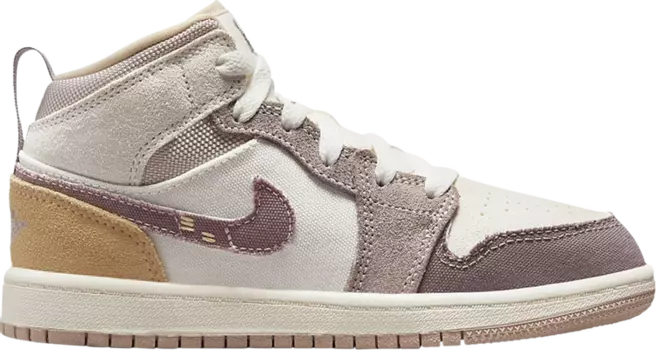 Кроссовки Air Jordan 1 Mid SE Craft PS 'Inside Out - Taupe Haze', коричневый