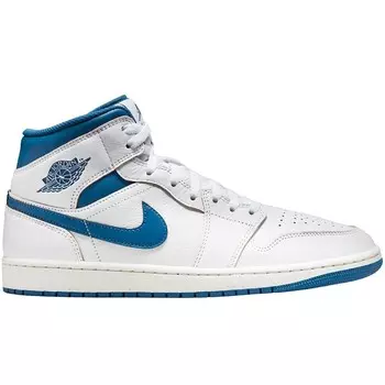 Кроссовки Air Jordan 1 Mid SE, цвет Wei/Industrie Blau/Beige