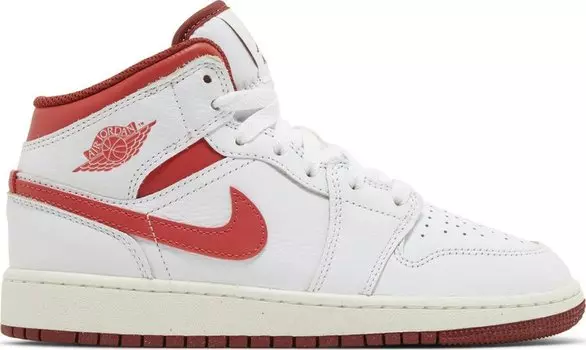 Кроссовки Air Jordan 1 Mid SE GS 'White Dune Red', белый