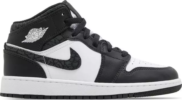 Кроссовки Air Jordan 1 Mid SE GS 'Panda Elephant', черный