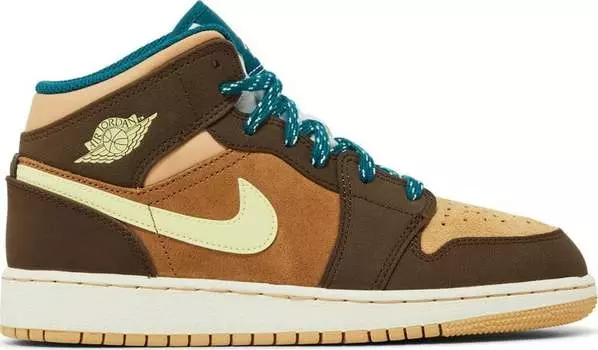Кроссовки Air Jordan 1 Mid SE GS 'Cacao Wow', коричневый