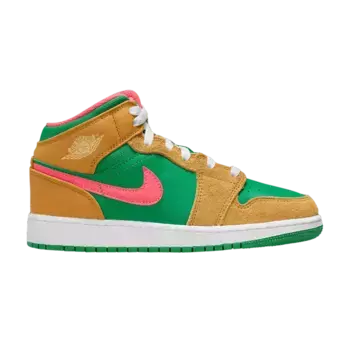Кроссовки Air Jordan 1 Mid SE GS Wheat Watermelon, коричневый