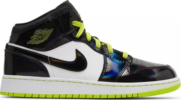 Кроссовки Air Jordan 1 Mid SE GS Black Cyber, черный