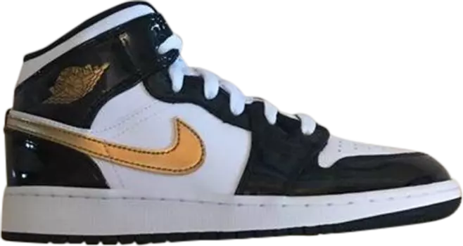 Кроссовки Air Jordan 1 Mid SE GS Black Gold, черный