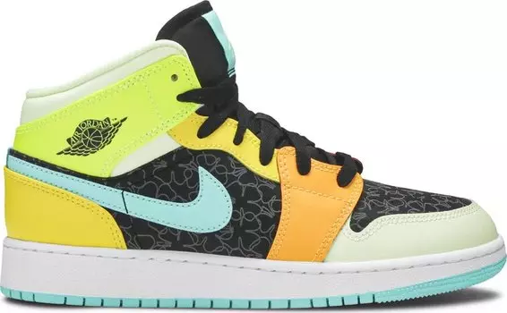 Кроссовки Air Jordan 1 Mid SE GS Clover, разноцветный