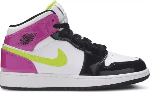Кроссовки Air Jordan 1 Mid SE GS Cyber Active Fuchsia, белый