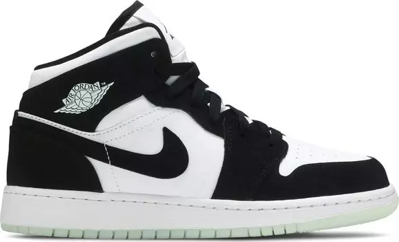 Кроссовки Air Jordan 1 Mid SE GS Glow in the Dark Panda, белый