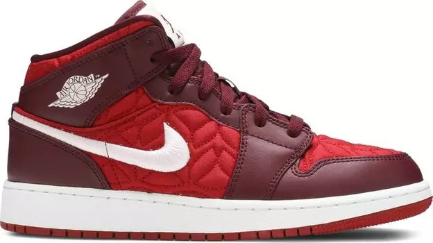 Кроссовки Air Jordan 1 Mid SE GS Red Quilted, красный