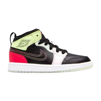 Кроссовки Air Jordan 1 Mid SE PS 'Glow in the Dark', черный