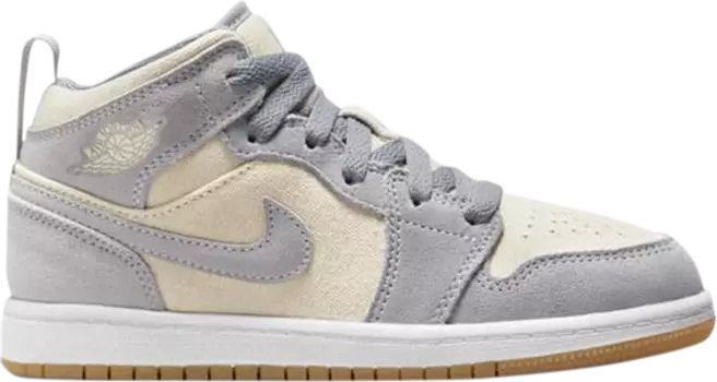 Кроссовки Air Jordan 1 Mid SE PS Coconut Milk Particle Grey, кремовый
