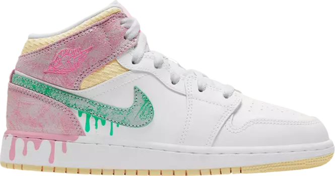 Кроссовки Air Jordan 1 Mid SE PS Ice Cream, белый