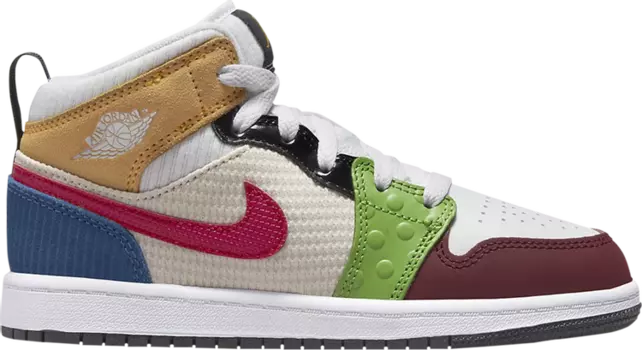 Кроссовки Air Jordan 1 Mid SE PS Messy Room, разноцветный