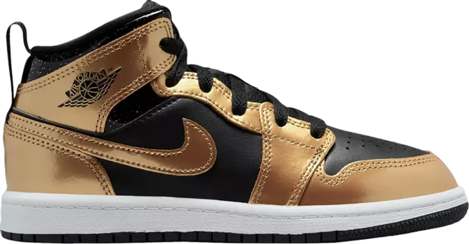 Кроссовки Air Jordan 1 Mid SE PS Metallic Gold Black, черный