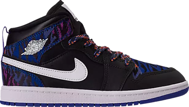 Кроссовки Air Jordan 1 Mid SE PS Tiger Stripe, черный