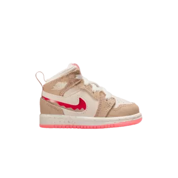 Кроссовки Air Jordan 1 Mid SE TD 'Peanut Butter & Jelly', кремовый