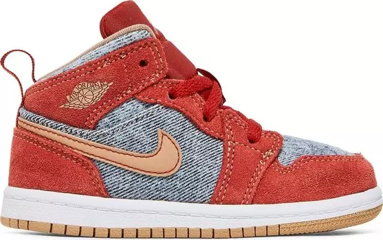Кроссовки Air Jordan 1 Mid SE TD Denim Red, красный