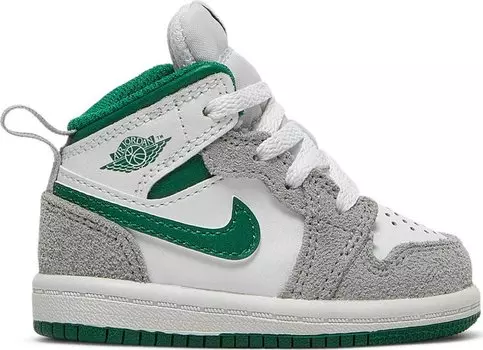 Кроссовки Air Jordan 1 Mid SE TD Grey Pine Green, белый