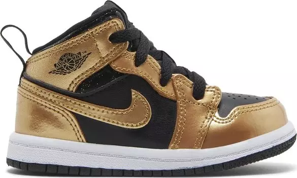 Кроссовки Air Jordan 1 Mid SE TD Metallic Gold Black, черный