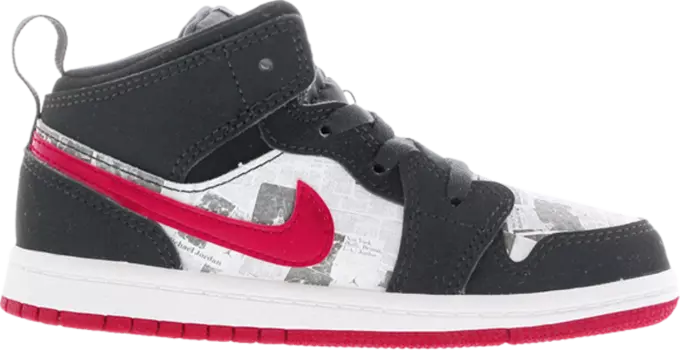 Кроссовки Air Jordan 1 Mid SE TD Newspaper Air Times, черный