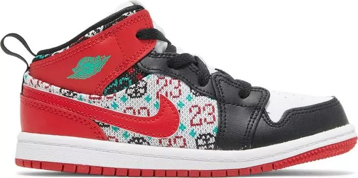 Кроссовки Air Jordan 1 Mid SE TD Ugly Christmas Sweater, красный