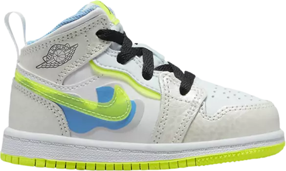 Кроссовки Air Jordan 1 Mid SE TD Warped Swoosh, белый