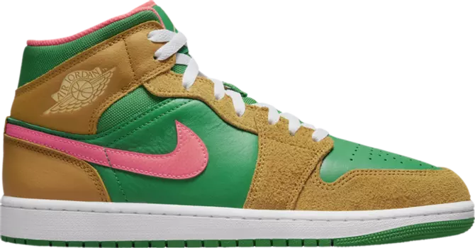 Кроссовки Air Jordan 1 Mid SE 'Wheat Watermelon', коричневый