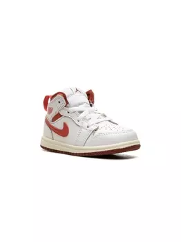 Кроссовки Air Jordan 1 Mid SE White/Dune Red Jordan Kids, белый