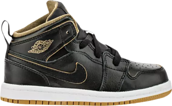Кроссовки Air Jordan 1 Mid TD Black Metallic Gold, черный