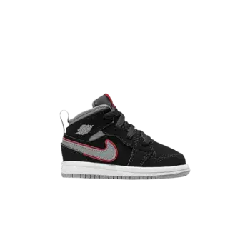 Кроссовки Air Jordan 1 Mid TD Black Particle Grey, черный