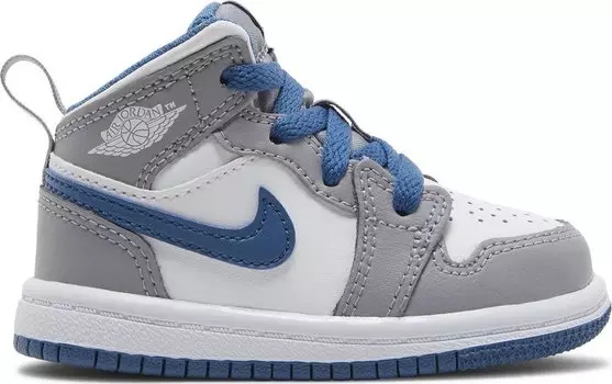 Кроссовки Air Jordan 1 Mid TD Cement True Blue, серый