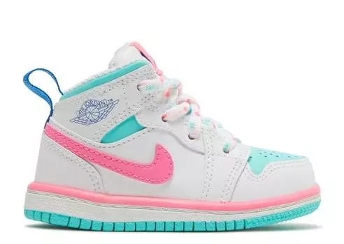 Кроссовки AIR JORDAN 1 MID TD 'DIGITAL PINK', белый