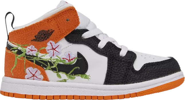 Кроссовки Air Jordan 1 Mid TD Floral, оранжевый