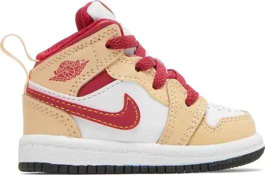 Кроссовки Air Jordan 1 Mid TD Light Curry Cardinal Red, коричневый