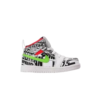 Кроссовки Air Jordan 1 Mid TD Over-Print Logos, белый